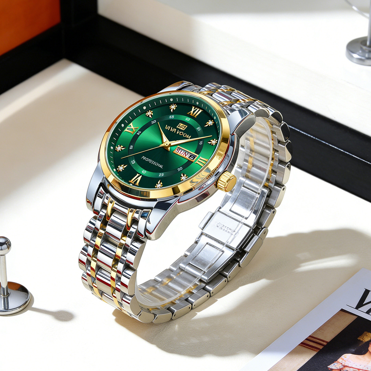 Luxury Watch With Green Dial - Montre de luxe en acier inoxydable