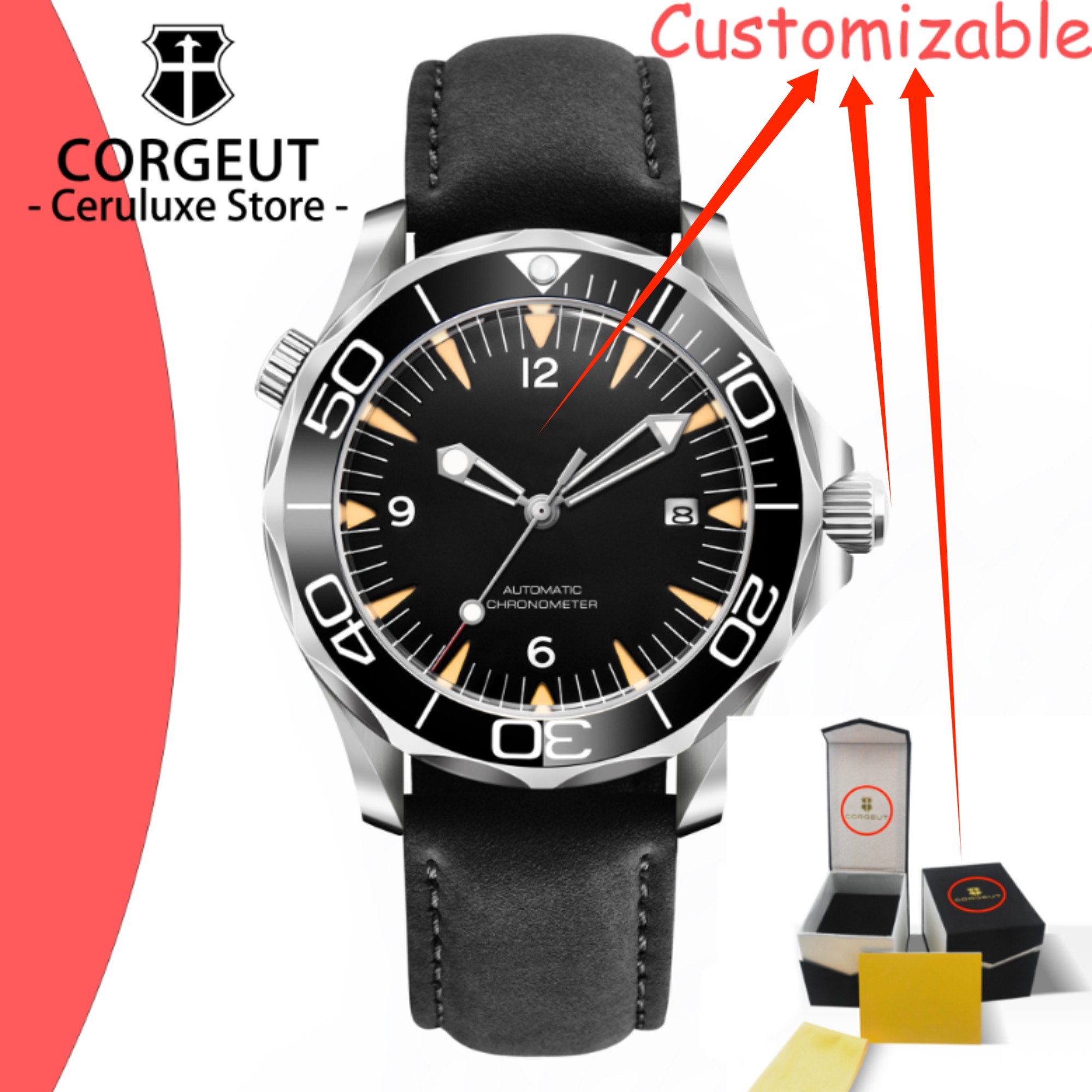Luxury Watch Logo - Montres automatiques mécaniques avec verre saphir