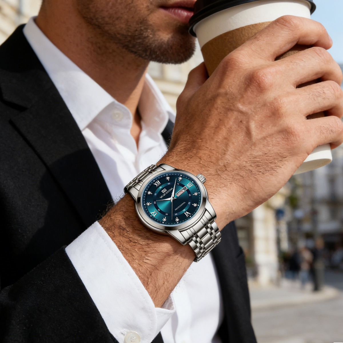 Montre de luxe en acier inoxyd - Luxury Watch With Green Dial avis et prix