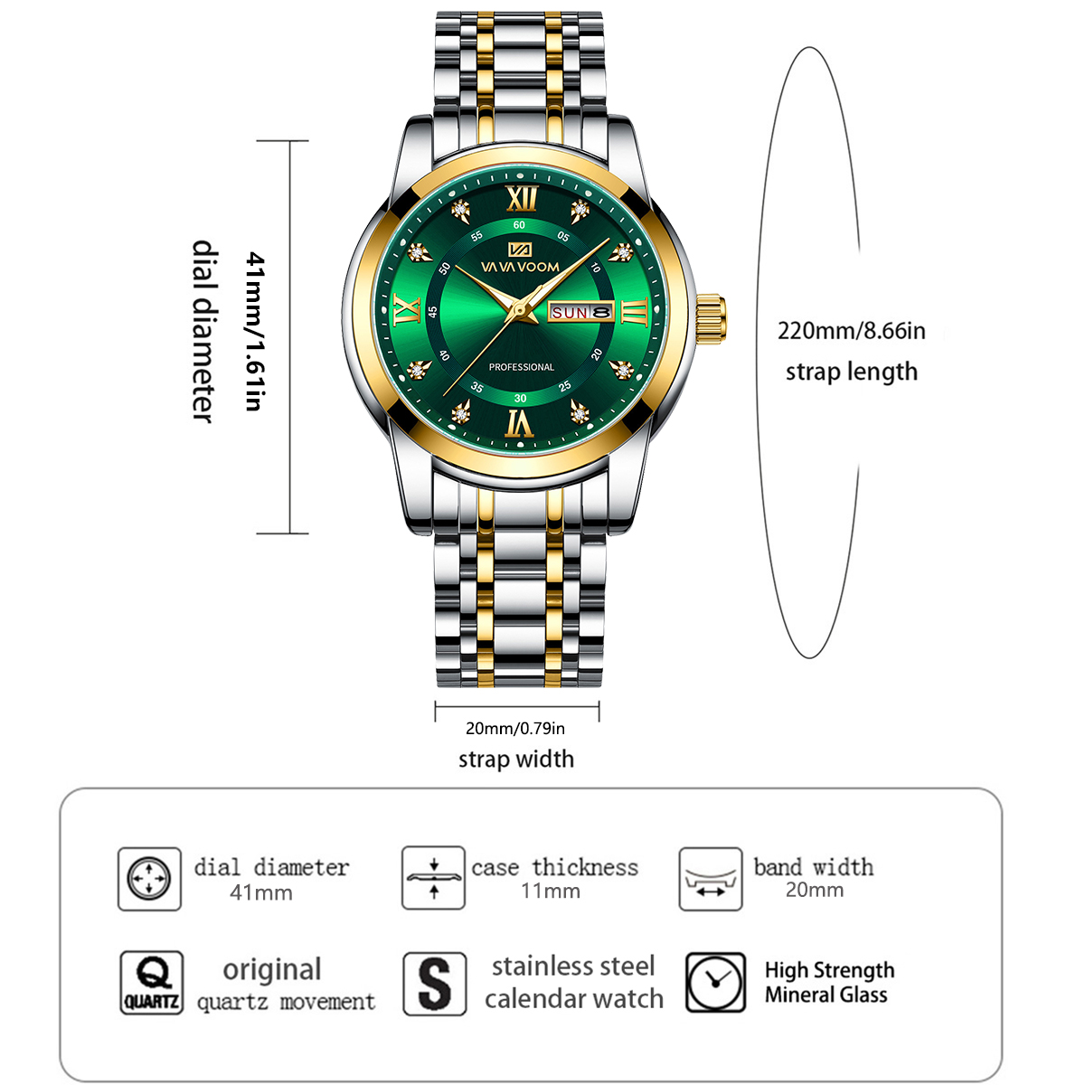 Montre de luxe en acier inoxyd - Luxury Watch With Green Dial avis et prix